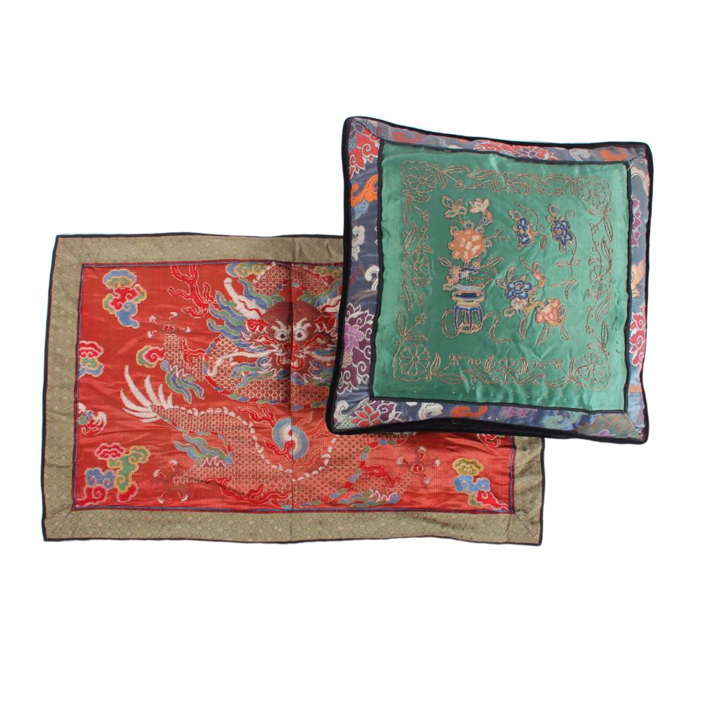 TWO CHINESE SILK PILLOW COVERS  2d7fa5