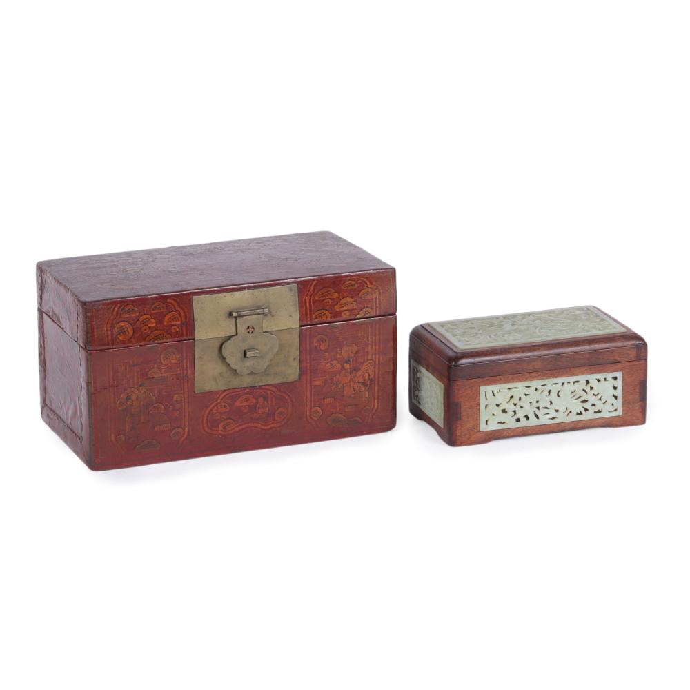 TWO CHINESE DECORATIVE BOXES WOODEN 2d7fb7