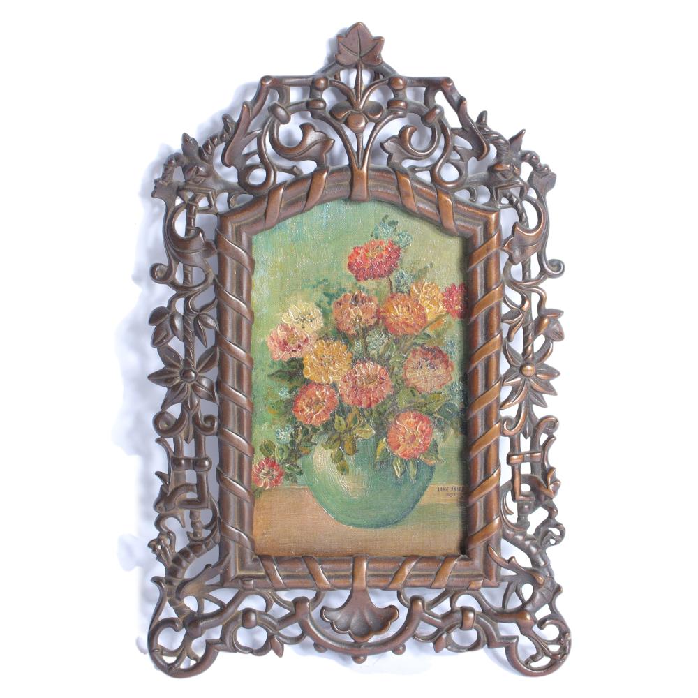 BRONZE FLORENTINE FRAME WITH FOLK