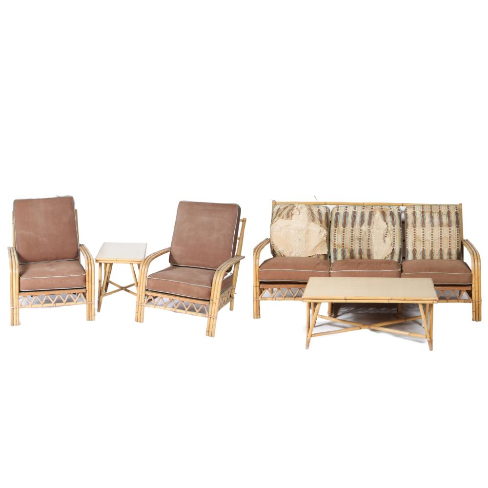 FICKS REED CO. MCM TIKI 5PC RATTAN: