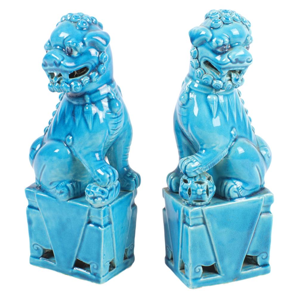 PAIR CHINESE PEKING BLUE GLAZED