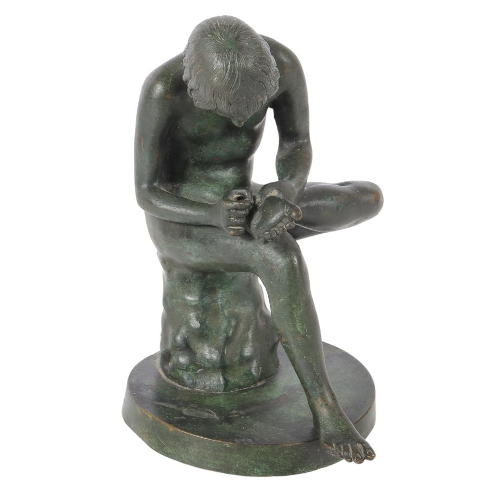 BRONZE SCULPTURE OF NUDE BOY PICKING 2d8682