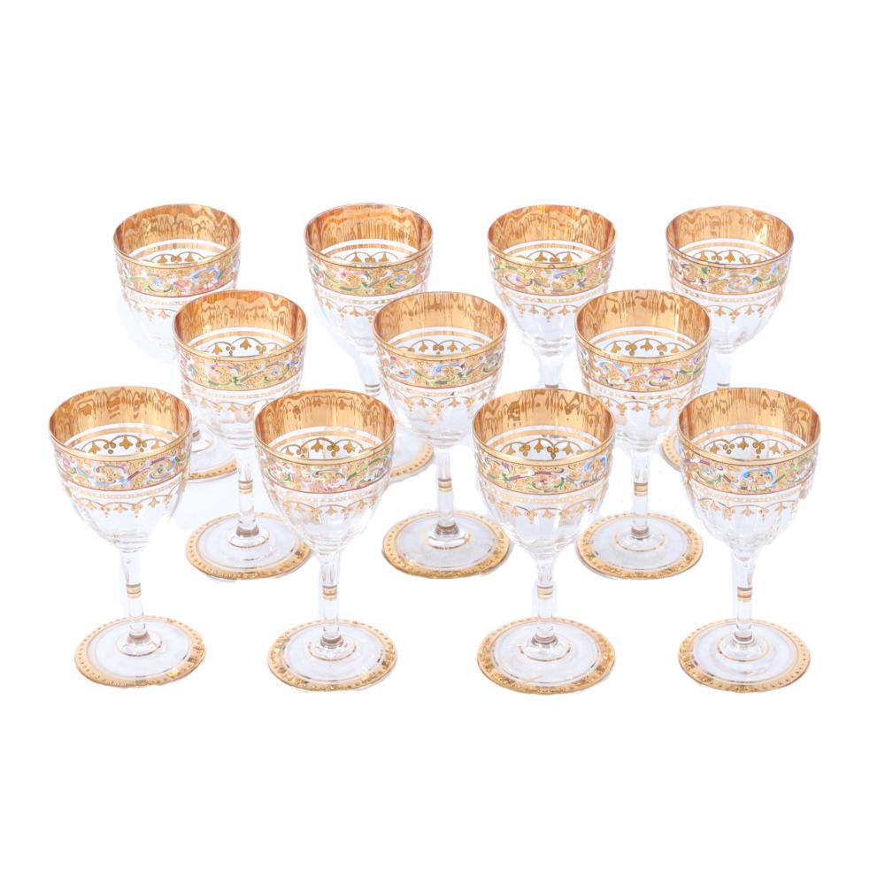 MOSER SET OF 13 GILT AND HAND ENAMELED 2d8689