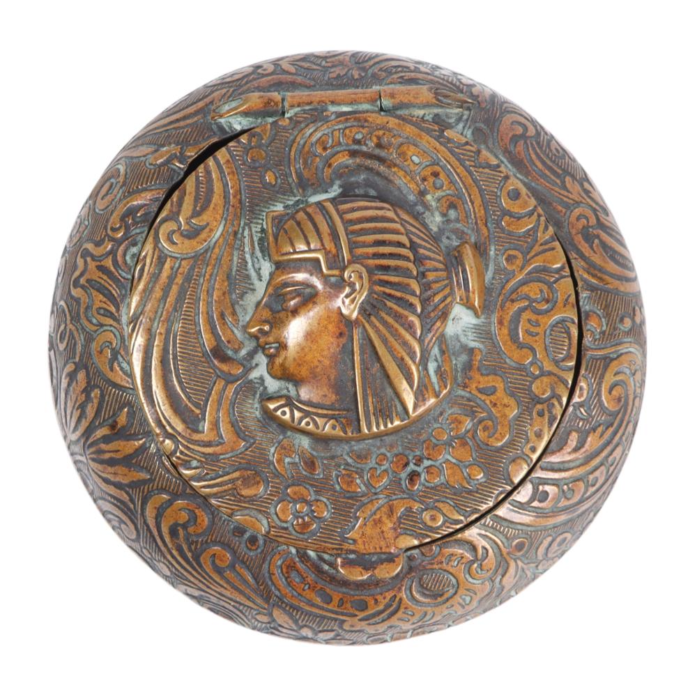 EGYPTIAN THEMED ROUND COPPER PLATED