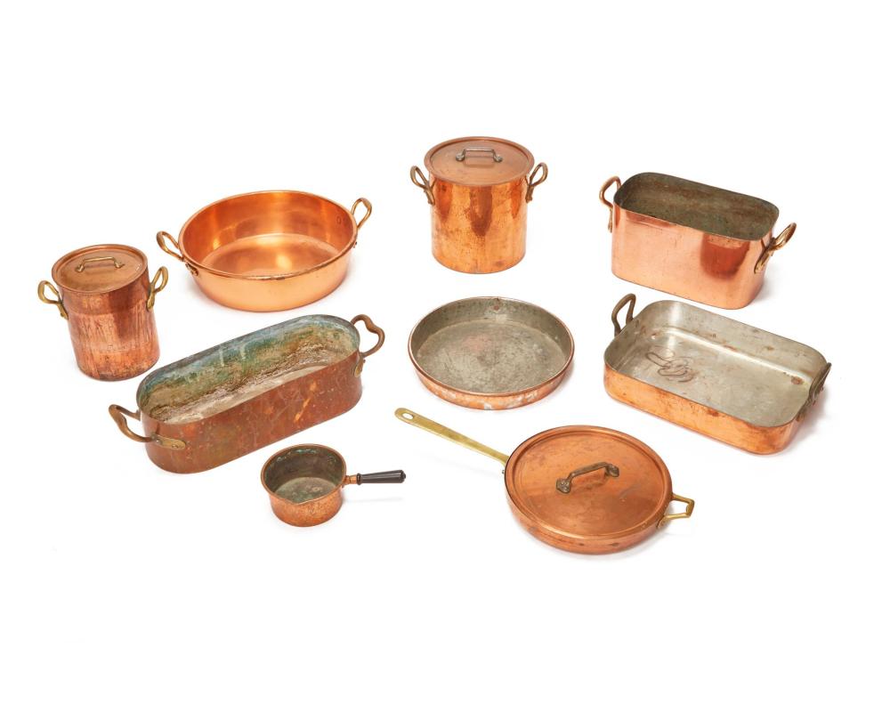 A GROUP OF COPPER COOKWAREA group