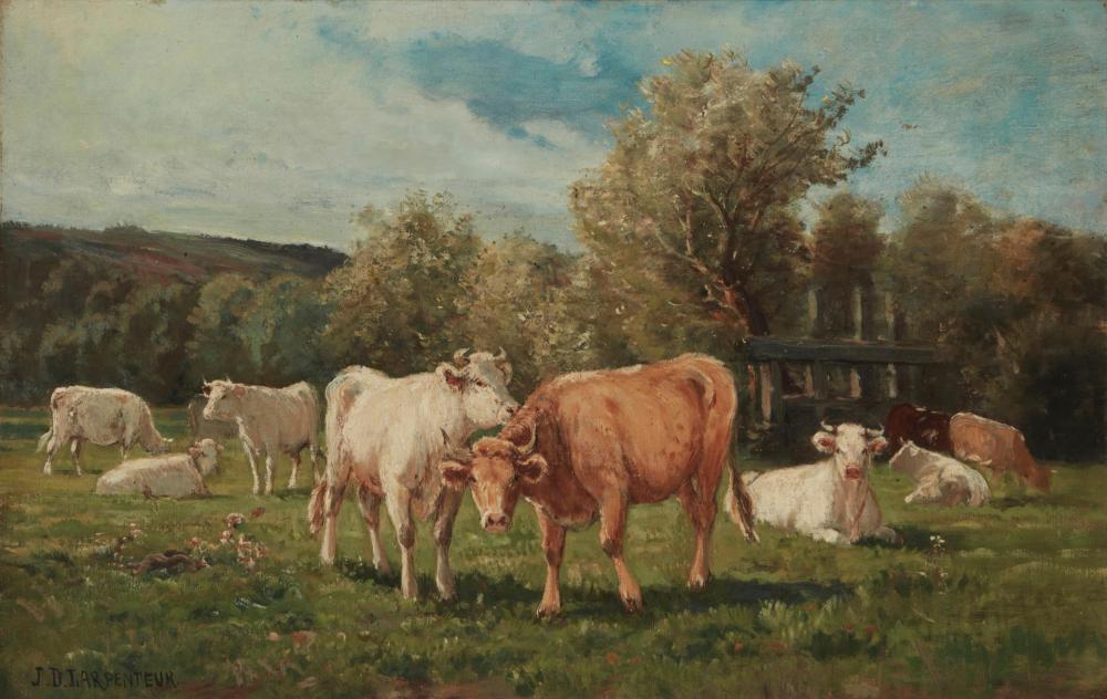 J.D. LARPENTEUR, (1847-1937), COWS