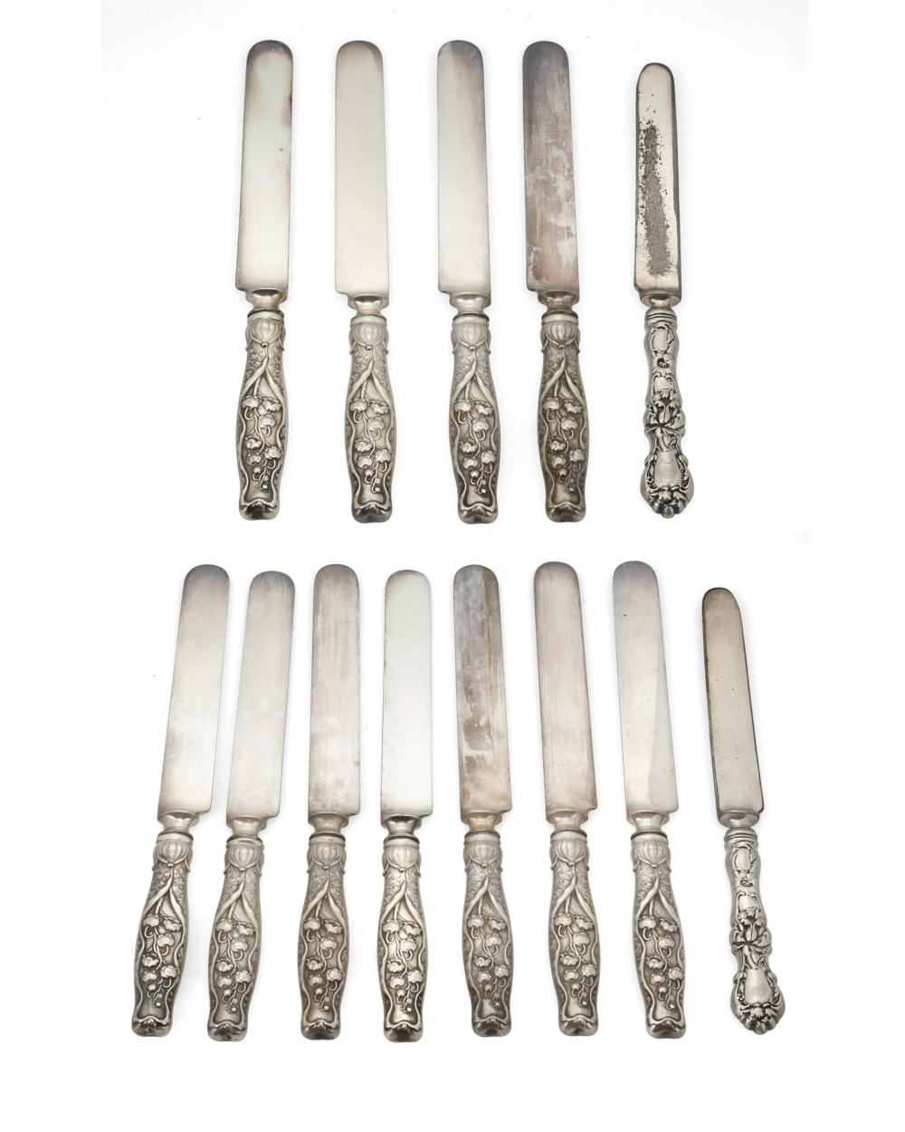A GROUP OF STERLING SILVER KNIVESA