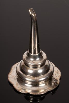 A Sheffield plate wine funnel with shell