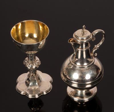 A travelling silver communion set,