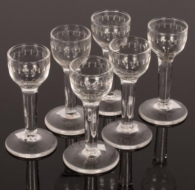 Six 18th Century cordial glasses with