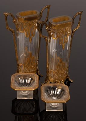 A pair of 1930s gilt metal mounted two-handled