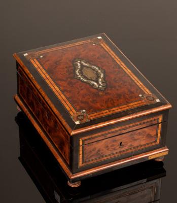 A 19th Century burr walnut sewing