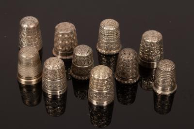 Ten silver thimbles Charles Horner  2db175