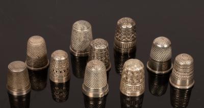 Ten silver thimbles, Charles Horner,