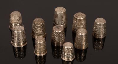 Ten silver thimbles, Charles Horner,