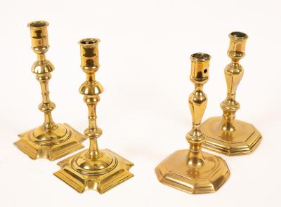 A pair of 18th Century brass candlesticks 2db1a2