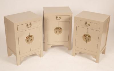 Three Chinese grey painted bedside