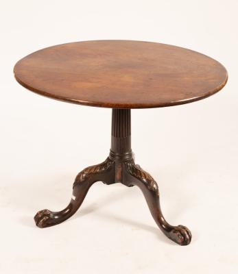 A George II red walnut table, the