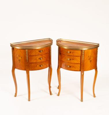 A pair of Italian half-round side tables,