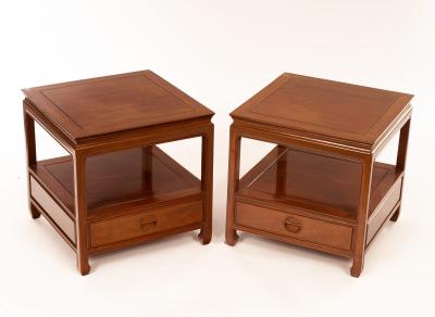 A pair of Chinese hardwood bedside