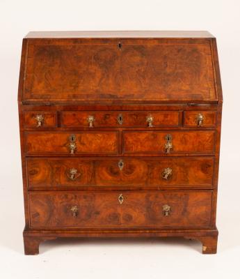 An 18th Century walnut bureau, the fall