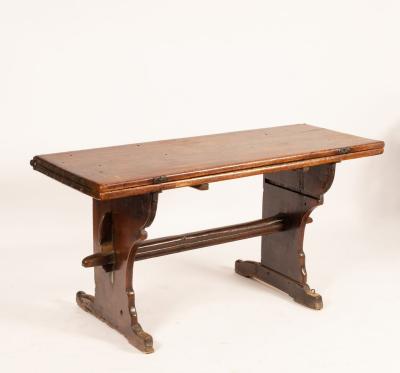 A 17th Century walnut Swiss table, the