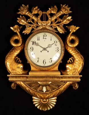 A Swedish style gilt framed wall clock,