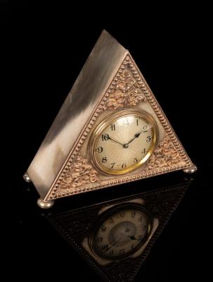 A silver plate cased mantel clock 2db2ca