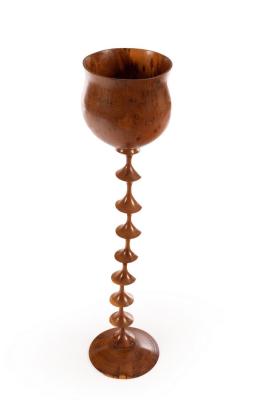 A large olive wood cup, with repeat