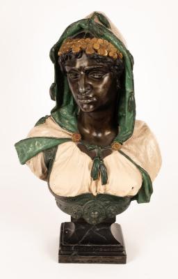 An Orientalist style painted spelter