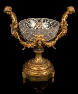 A gilt metal mounted bowl, the cut glass