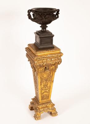 A replica of the Warwick vase, on a