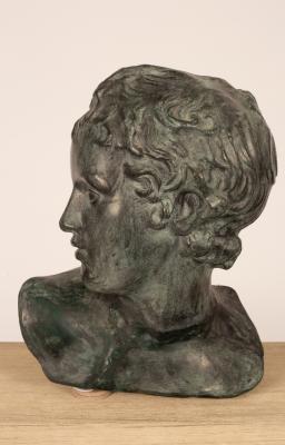 A contemporary plaster bust of