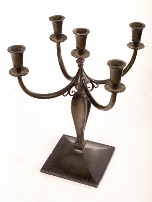 An Art Deco style bronze five-light