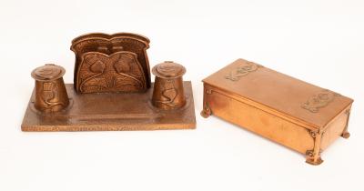An Arts & Crafts copper desk stand