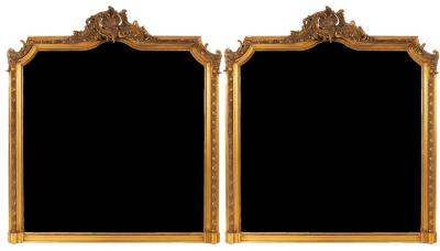 A pair of gilt framed overmantel