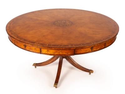 A large circular dining table by