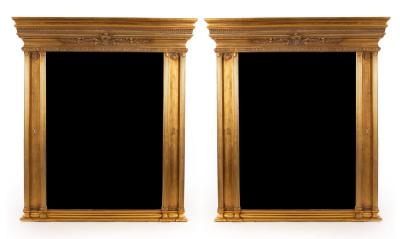 A pair of gilt framed overmantel