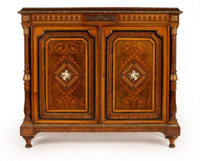 A late Victorian marquetry inlaid 2db536