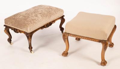 A Victorian walnut framed stool