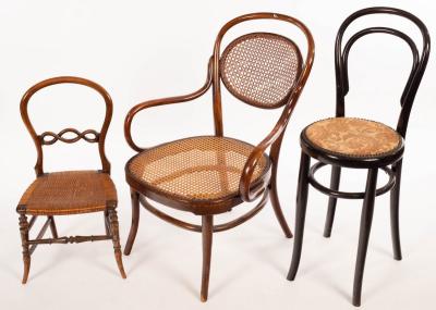 A childs bentwood chair and two others