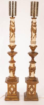 A pair of cream painted and gilded