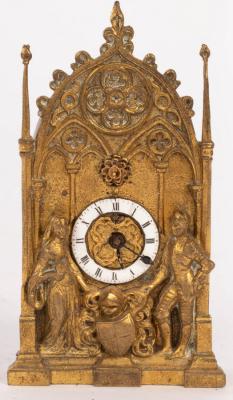 A small French Gothic table clock