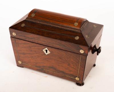 A George III rosewood tea caddy,