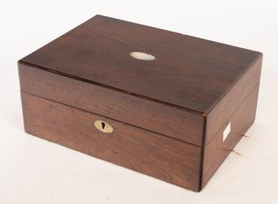 A Victorian work box, 28cm wide containing