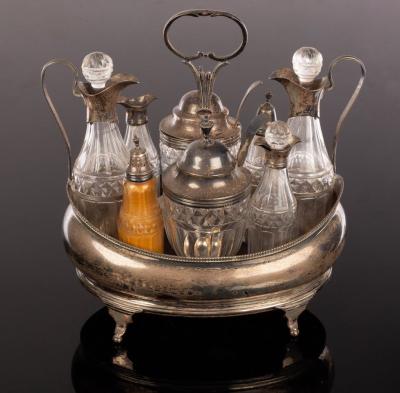 A George III silver oval cruet, Charles