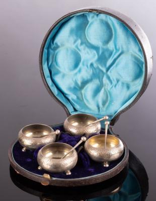 A cased set of four Victorian silver