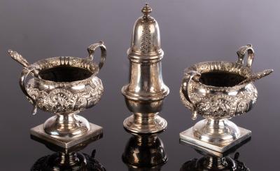 A pair of Victorian silver open salts,