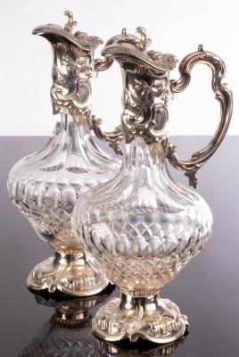 A pair of silver plate mounted