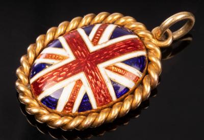 An oval enamel Union flag pendant